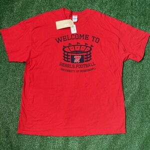 Ole Miss Rebels Football Shirt 2XL Red Welcome Tee USA Made American Threads